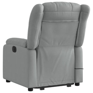 Πολυθρόνα Μασάζ Ανακλινόμενη με Ανύψωση Ανοιχτό Γκρι Υφασμάτινη