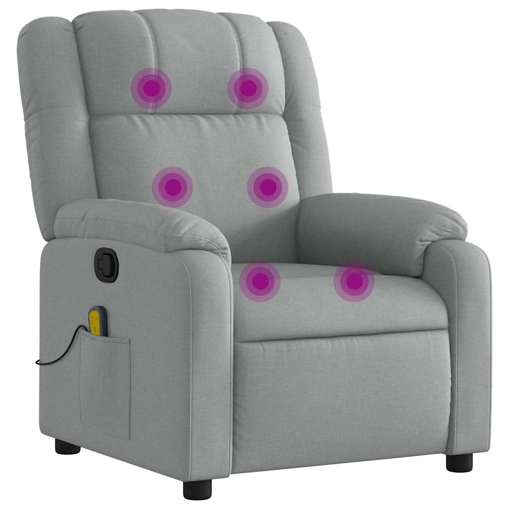 Πολυθρόνα Μασάζ με Ανακλινόμενη Πόρτα Ανοιχτό Γκρι Υφασμάτινη - Pakobazaar