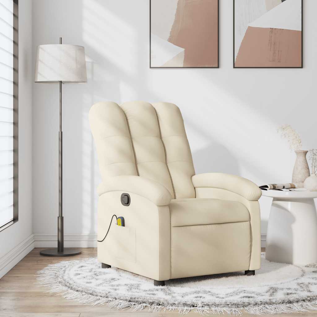 Πολυθρόνα Μασάζ με Ανακλινόμενη Πόρτα από Ύφασμα σε Κρεμ Χρώμα - Pakobazaar