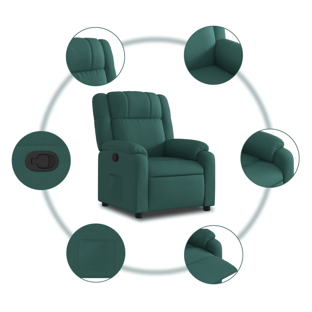Πολυθρόνα με Ανακλινόμενη Πόρτα Σκούρο Πράσινο Υφασμάτινη - Pakobazaar