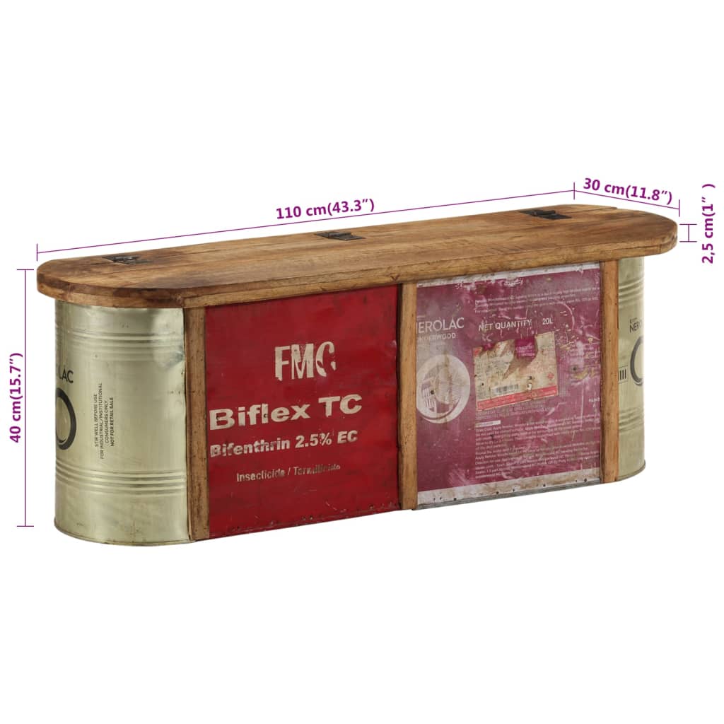 Πάγκος Αποθήκευσης/Μπουφές 120x30x40εκ. Μασίφ Ανακυκλωμένο Ξύλο