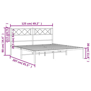 Πλαίσιο Κρεβατιού με Κεφαλάρι Μαύρο 120 x 200 εκ. Μεταλλικό