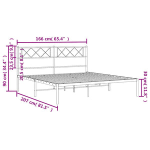 Πλαίσιο Κρεβατιού με Κεφαλάρι Μαύρο 160 x 200 εκ. Μεταλλικό