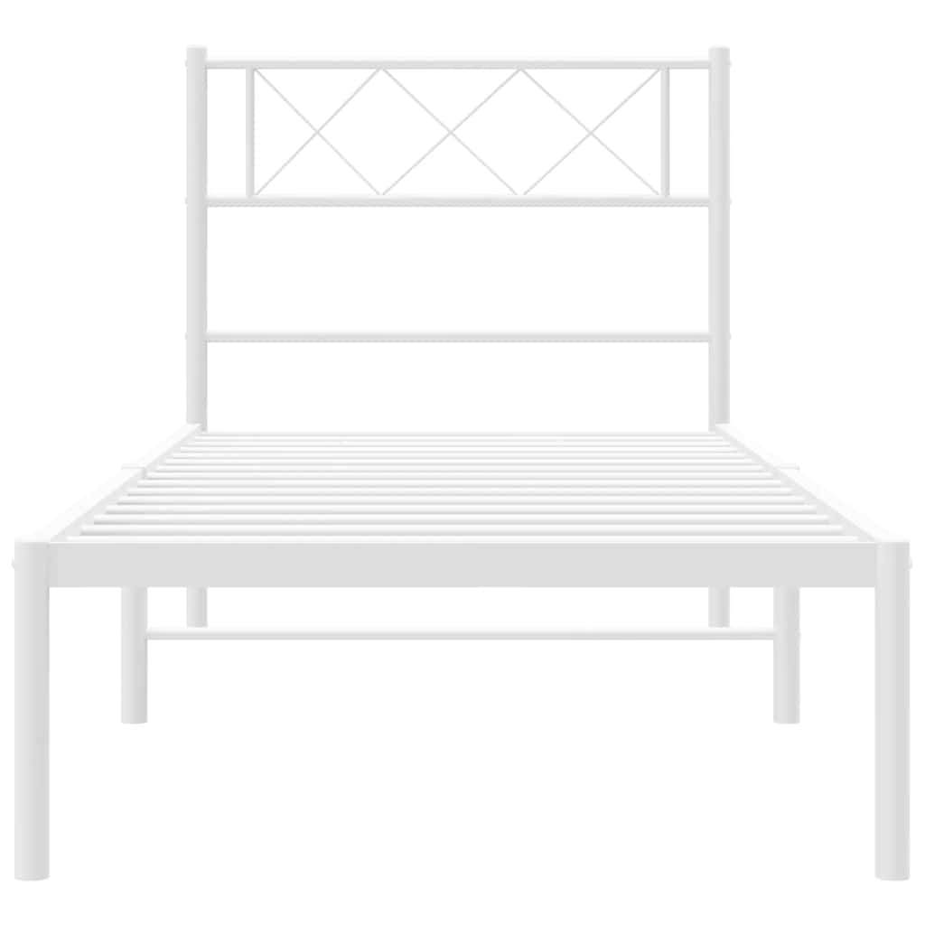 Πλαίσιο Κρεβατιού με Κεφαλάρι Λευκό 100x190 εκ. Μεταλλικό - Pakobazaar