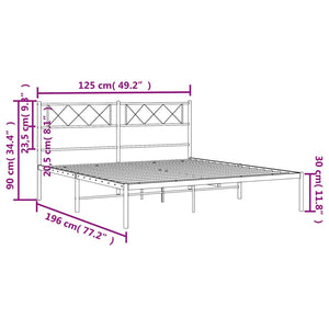 Πλαίσιο Κρεβατιού με Κεφαλάρι Λευκό 120x190 εκ. Μεταλλικό