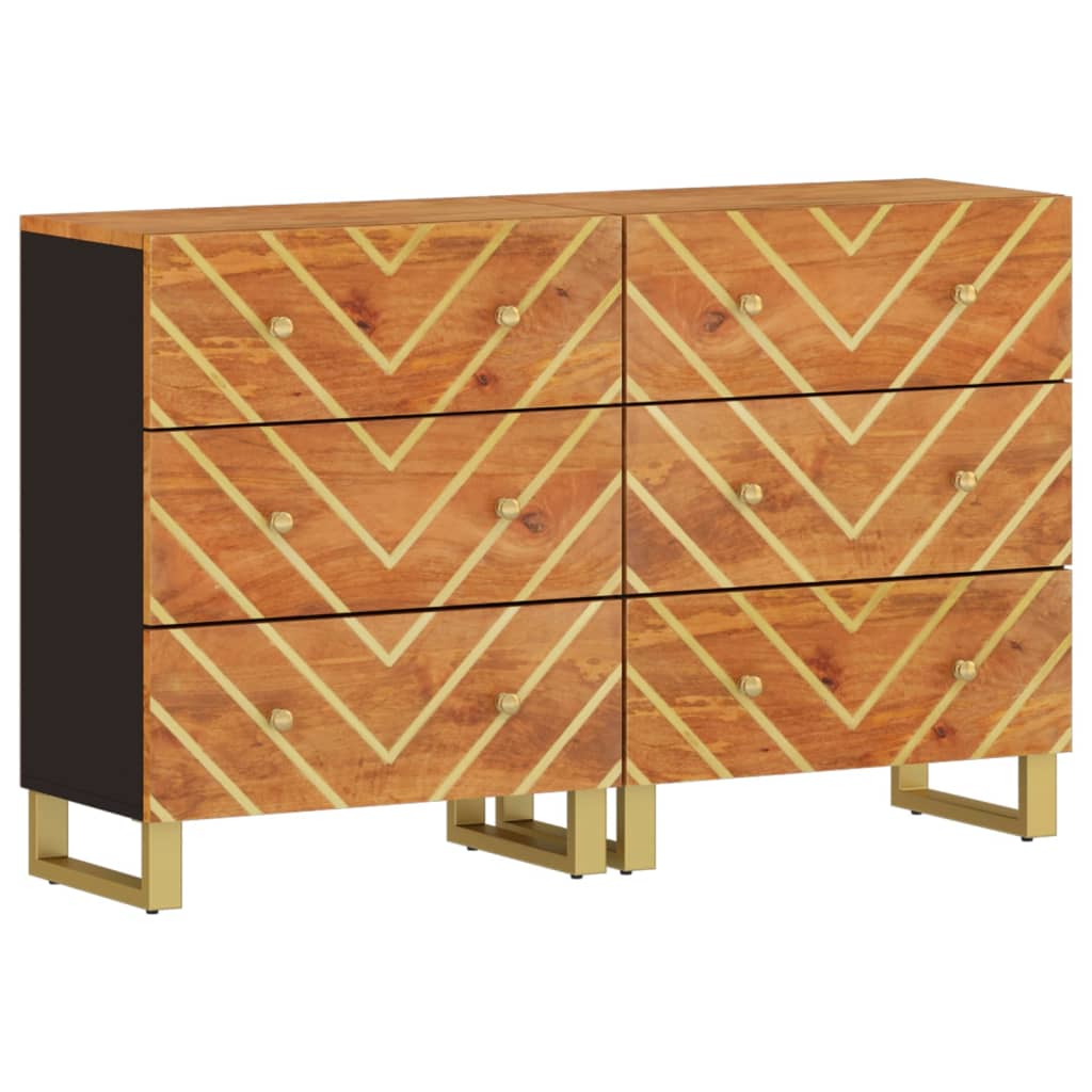 Βοηθητικά Έπιπλα 2Τεμ Καφέ/Μαύρο 60x33,5x75εκ Μασίφ Ξύλο Μάνγκο