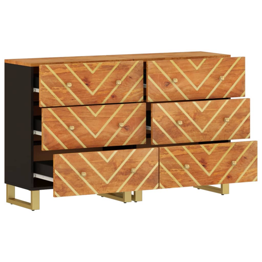 Βοηθητικά Έπιπλα 2Τεμ Καφέ/Μαύρο 60x33,5x75εκ Μασίφ Ξύλο Μάνγκο