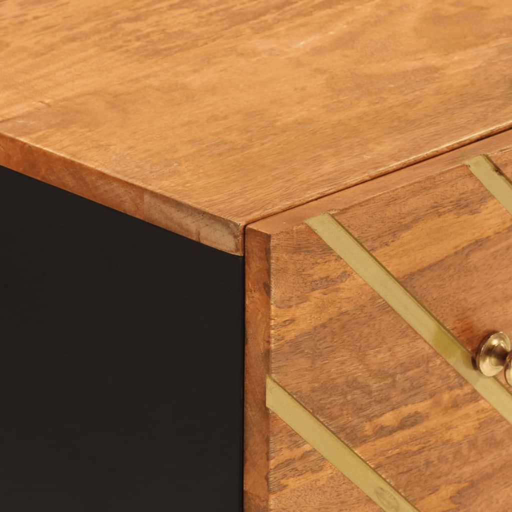 Βοηθητικά Έπιπλα 2Τεμ Καφέ/Μαύρο 60x33,5x75εκ Μασίφ Ξύλο Μάνγκο