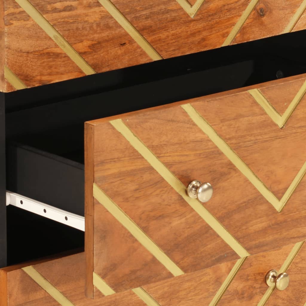 Βοηθητικά Έπιπλα 2Τεμ Καφέ/Μαύρο 60x33,5x75εκ Μασίφ Ξύλο Μάνγκο
