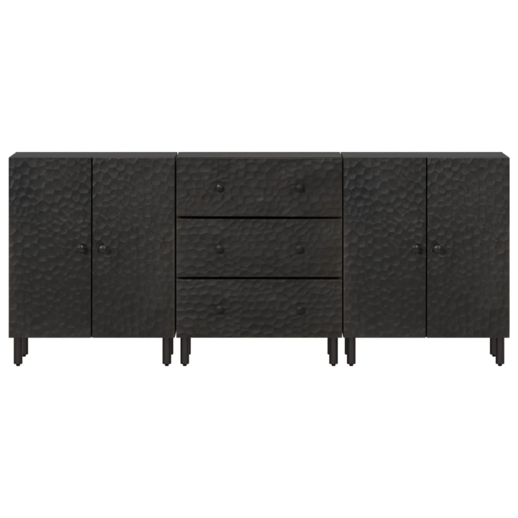 Βοηθητικά Ντουλάπια 3 Τεμ. Μαύρα 60x33x75 εκ. Μασίφ Ξύλο Μάνγκο