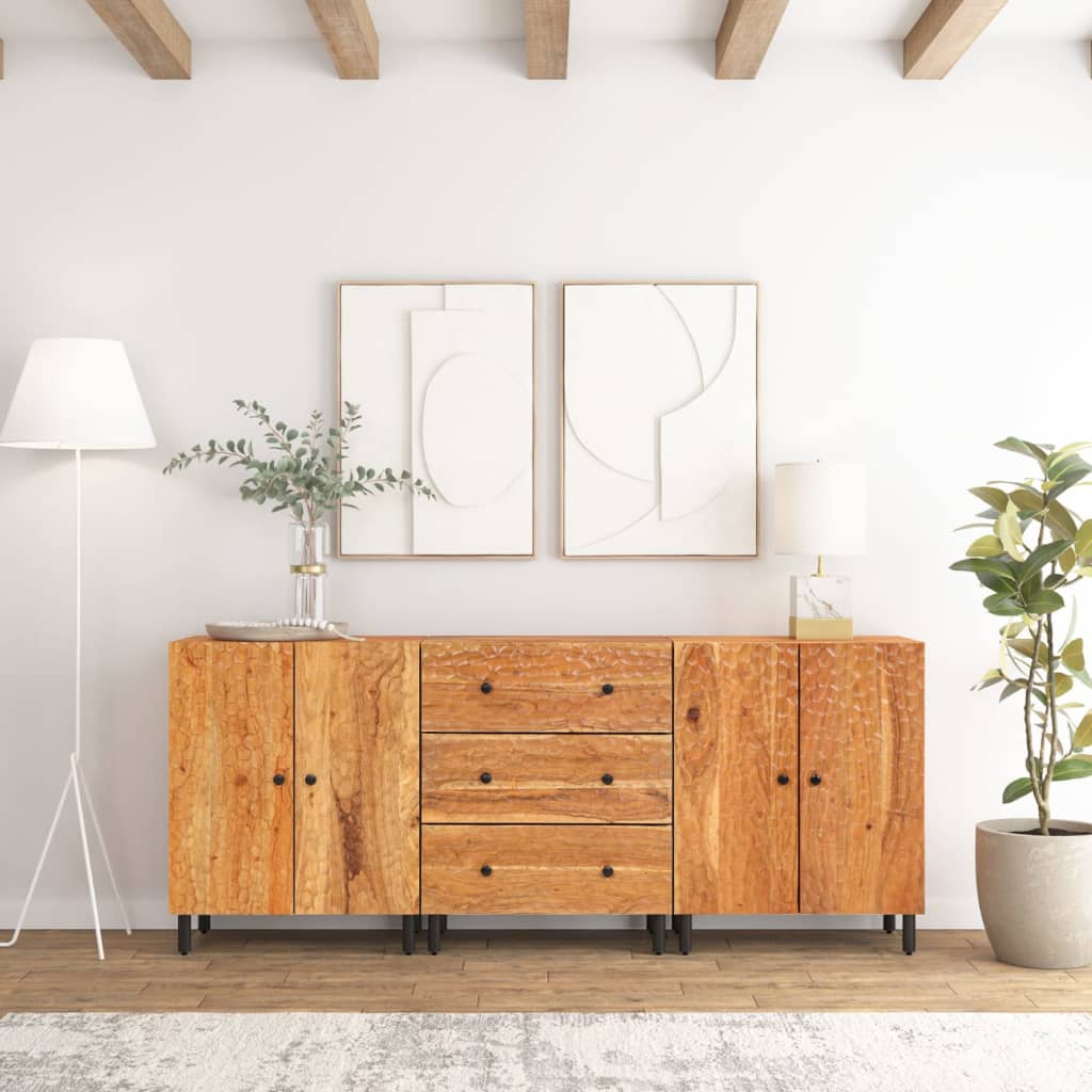 Βοηθητικά Ντουλάπια 3 τεμ.60x33x75 εκ. από Μασίφ Ξύλο Ακακίας