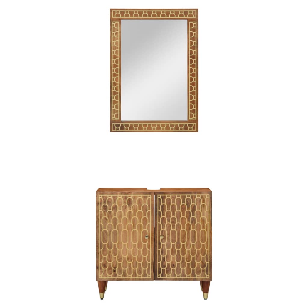 Έπιπλα Μπάνιου Σετ 2 Τεμαχίων από Μασίφ Ξύλο Μάνγκο