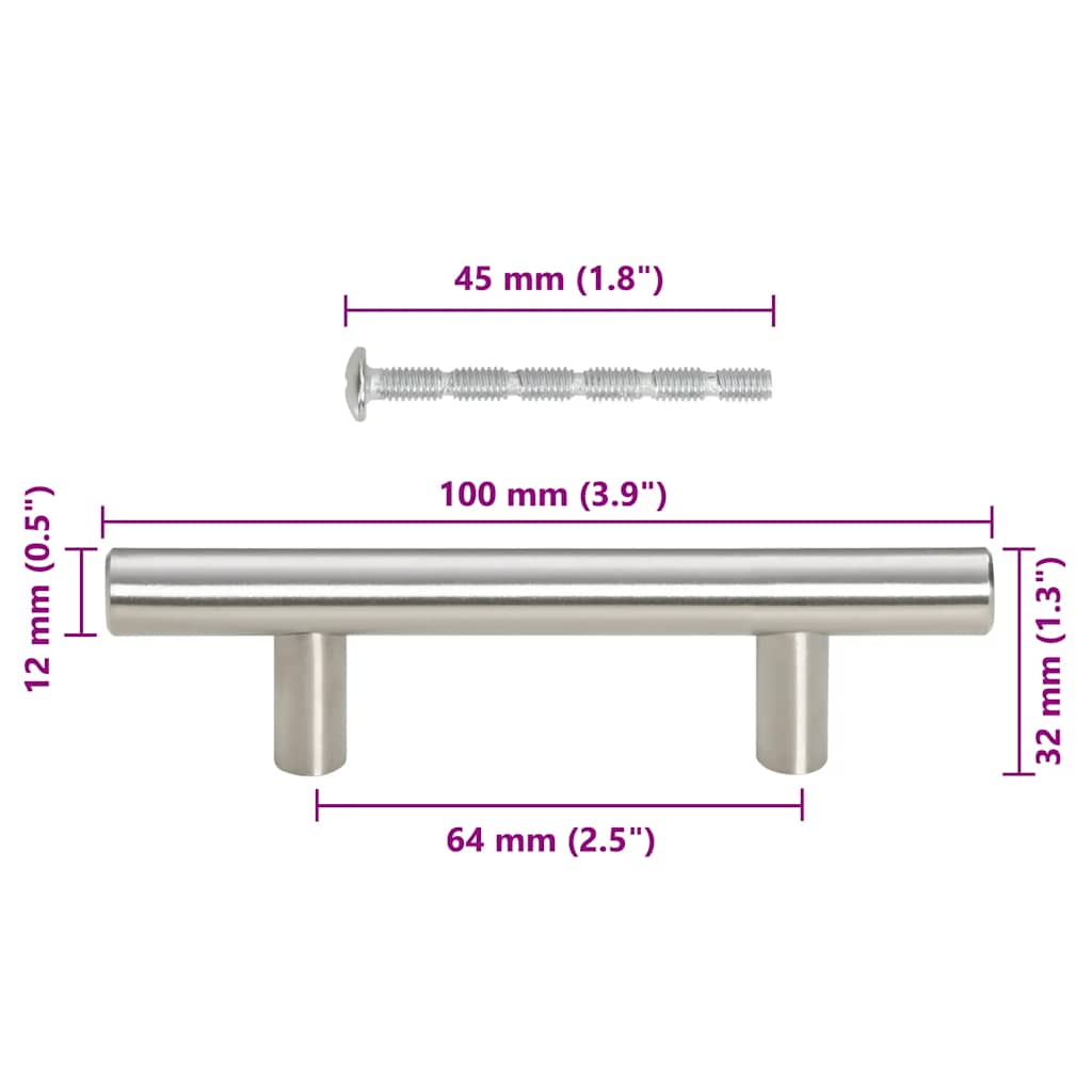 Λαβές Ντουλαπιών 10 τεμ. Ασημί 64 χιλ. από Ανοξείδωτο Ατσάλι - Pakobazaar