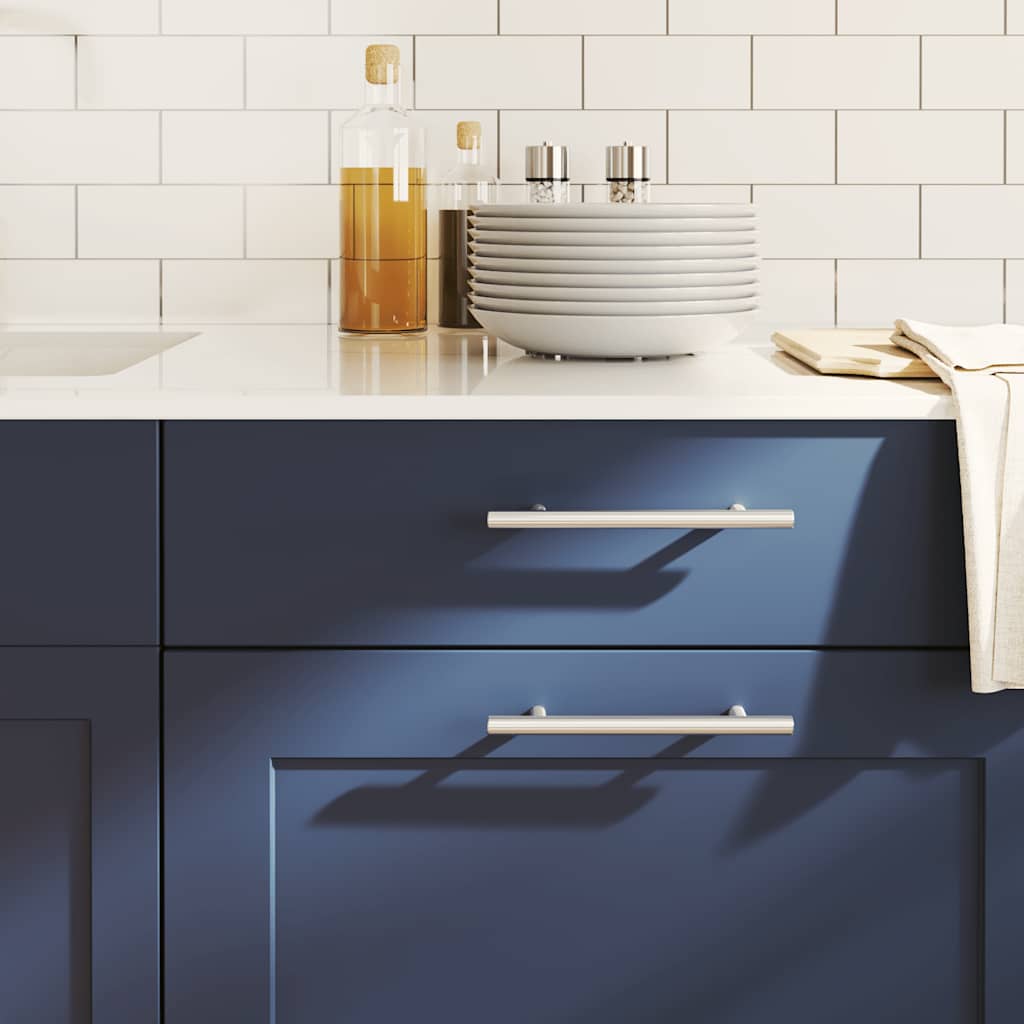 Λαβές Ντουλαπιών 10 τεμ. Ασημί 128 χιλ. από Ανοξείδωτο Ατσάλι - PAKOBAZAAR