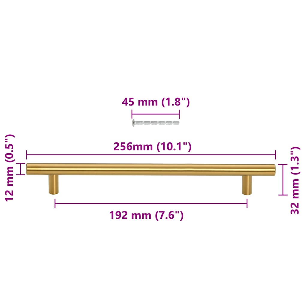 Λαβές Ντουλαπιών 5 τεμ. Χρυσές 192 χιλ. από Ανοξείδωτο Ατσάλι - PAKOBAZAAR