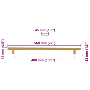 Λαβές Ντουλαπιών 5 τεμ. Χρυσές 480 χιλ. από Ανοξείδωτο Ατσάλι - Pakobazaar