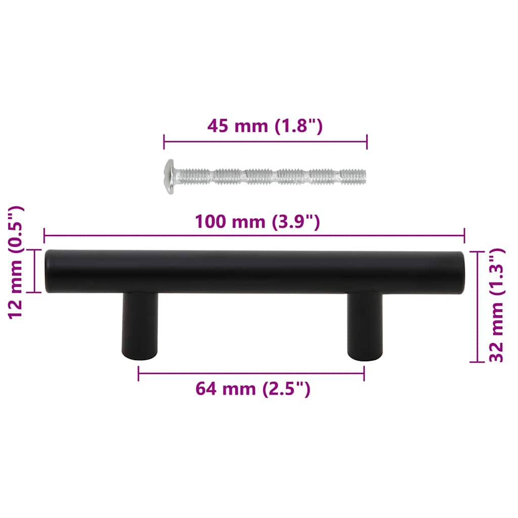 Λαβές Ντουλαπιών 10 τεμ. Μαύρες 64 χιλ. από Ανοξείδωτο Ατσάλι - Pakobazaar