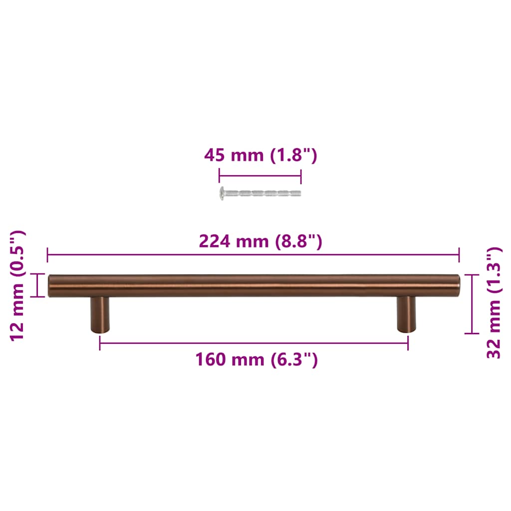 Λαβές Ντουλαπιών 10 τεμ. Μπρονζέ 160 χιλ. από Ανοξείδωτο Ατσάλι - Pakobazaar