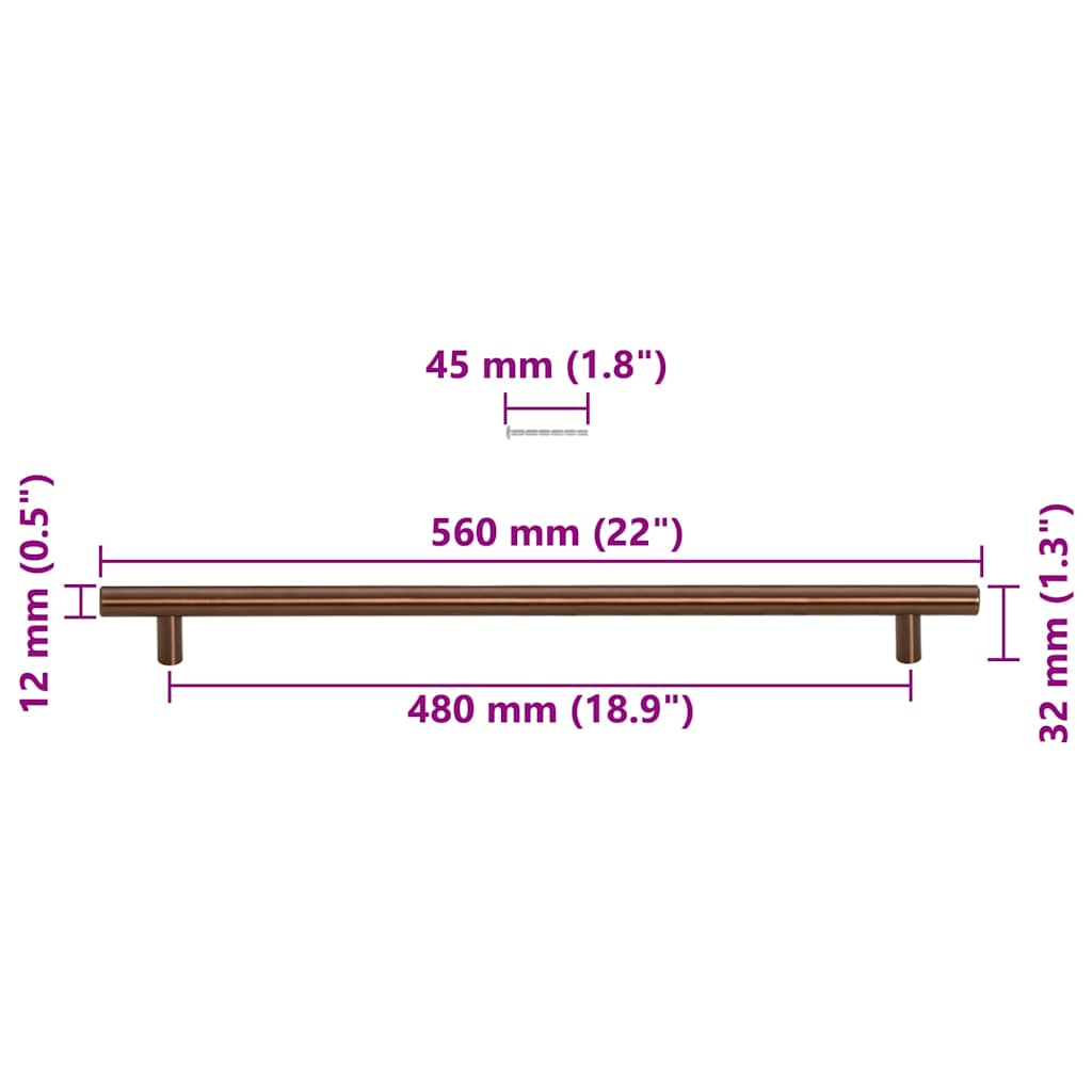 Λαβές Ντουλαπιών 5 τεμ. Μπρονζέ 480 χιλ. από Ανοξείδωτο Ατσάλι - PAKOBAZAAR