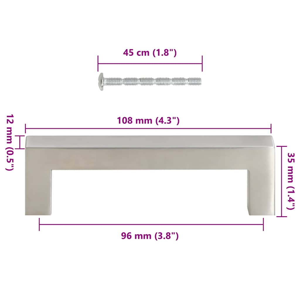 Λαβές Ντουλαπιών 10 τεμ. Ασημί 96 χιλ. από Ανοξείδωτο Ατσάλι - PAKOBAZAAR