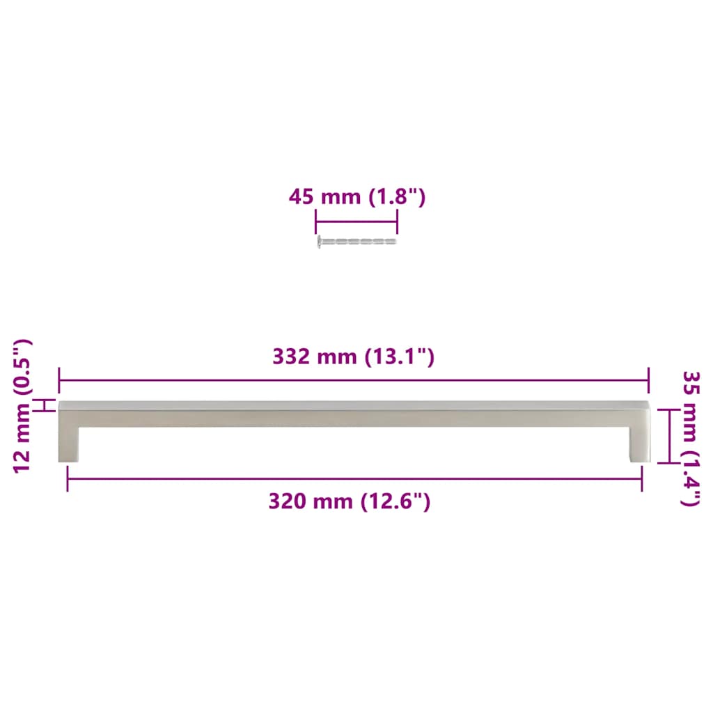 Λαβές Ντουλαπιών 5 τεμ. Ασημί 320 χιλ. από Ανοξείδωτο Ατσάλι - PAKOBAZAAR