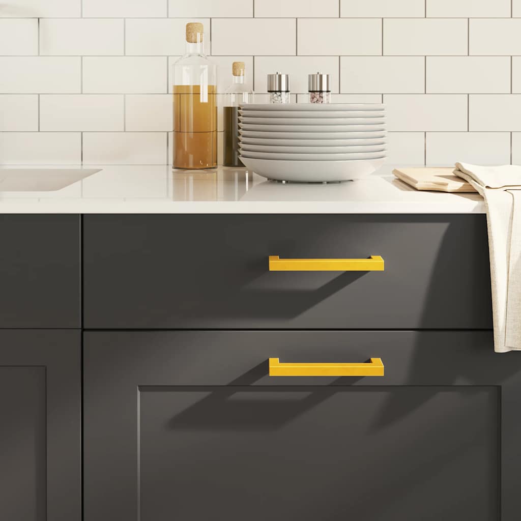 Λαβές Ντουλαπιών 10 τεμ. Χρυσές 128 χιλ. από Ανοξείδωτο Ατσάλι - PAKOBAZAAR