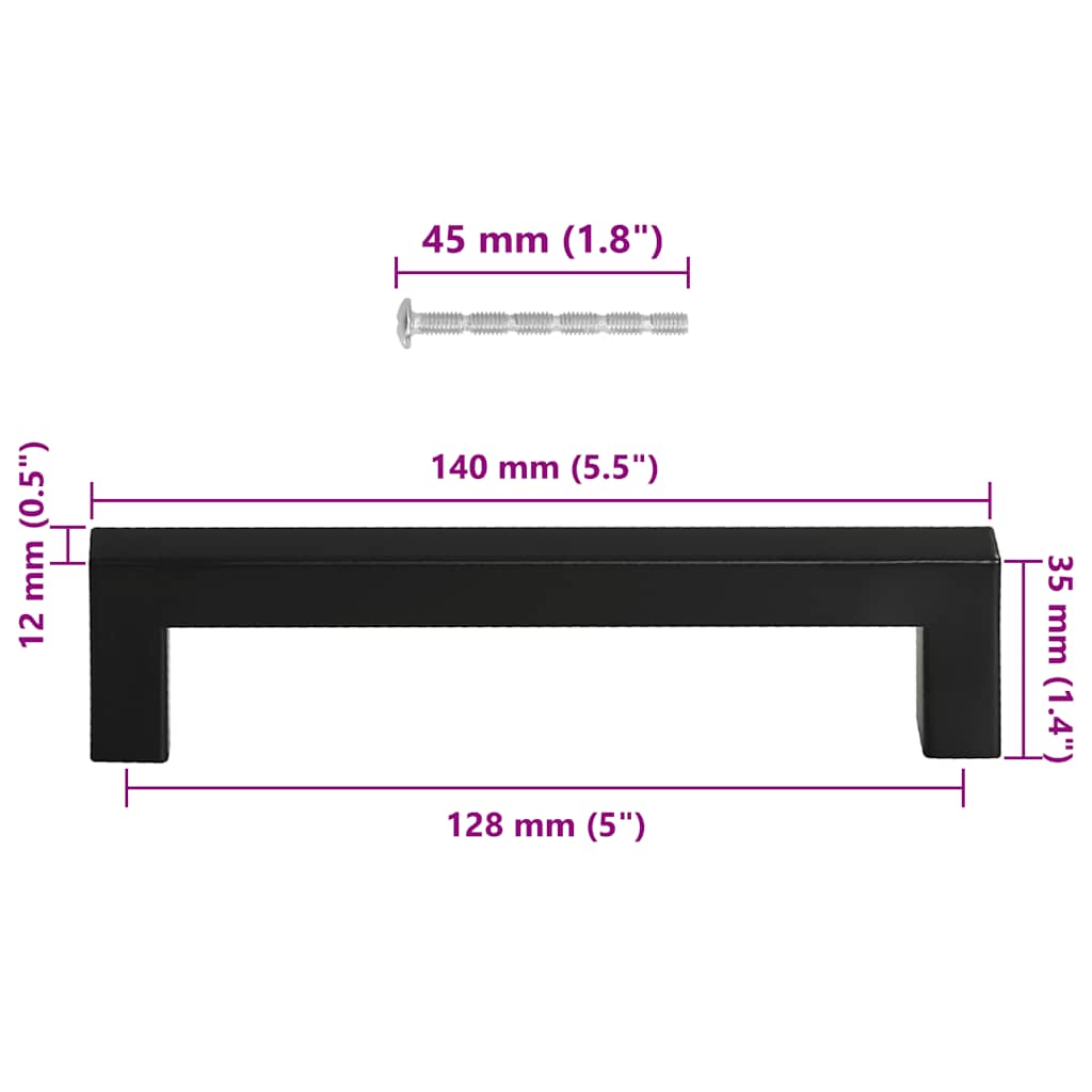 Λαβές Ντουλαπιών 10 τεμ. Μαύρες 128 χιλ. από Ανοξείδωτο Ατσάλι - Pakobazaar