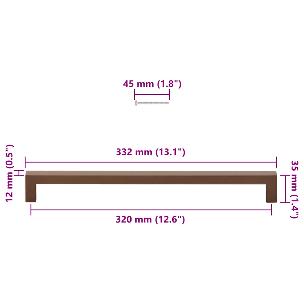 Λαβές Ντουλαπιών 5 τεμ. Μπρονζέ 320 χιλ. από Ανοξείδωτο Ατσάλι - PAKOBAZAAR