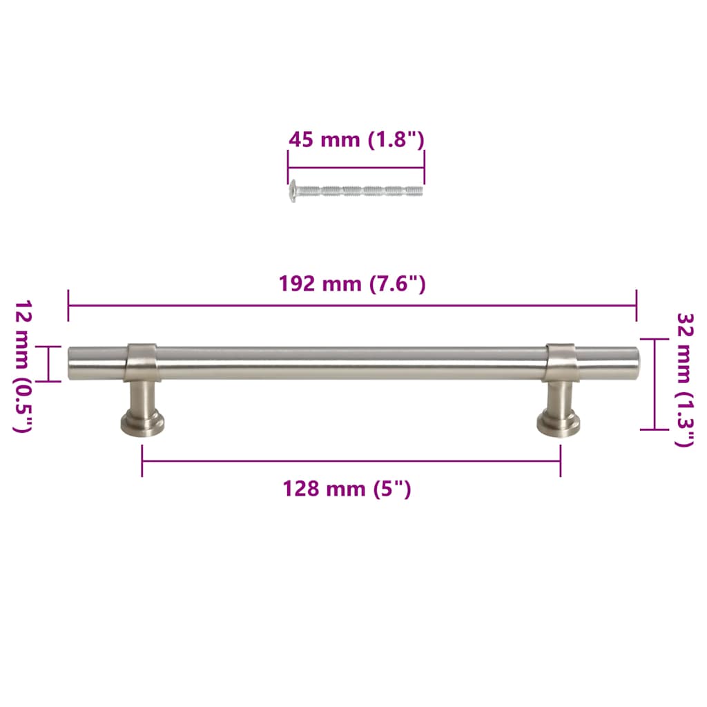 Λαβές Ντουλαπιών 10 τεμ. Ασημί 128 χιλ. από Ανοξείδωτο Ατσάλι - PAKOBAZAAR