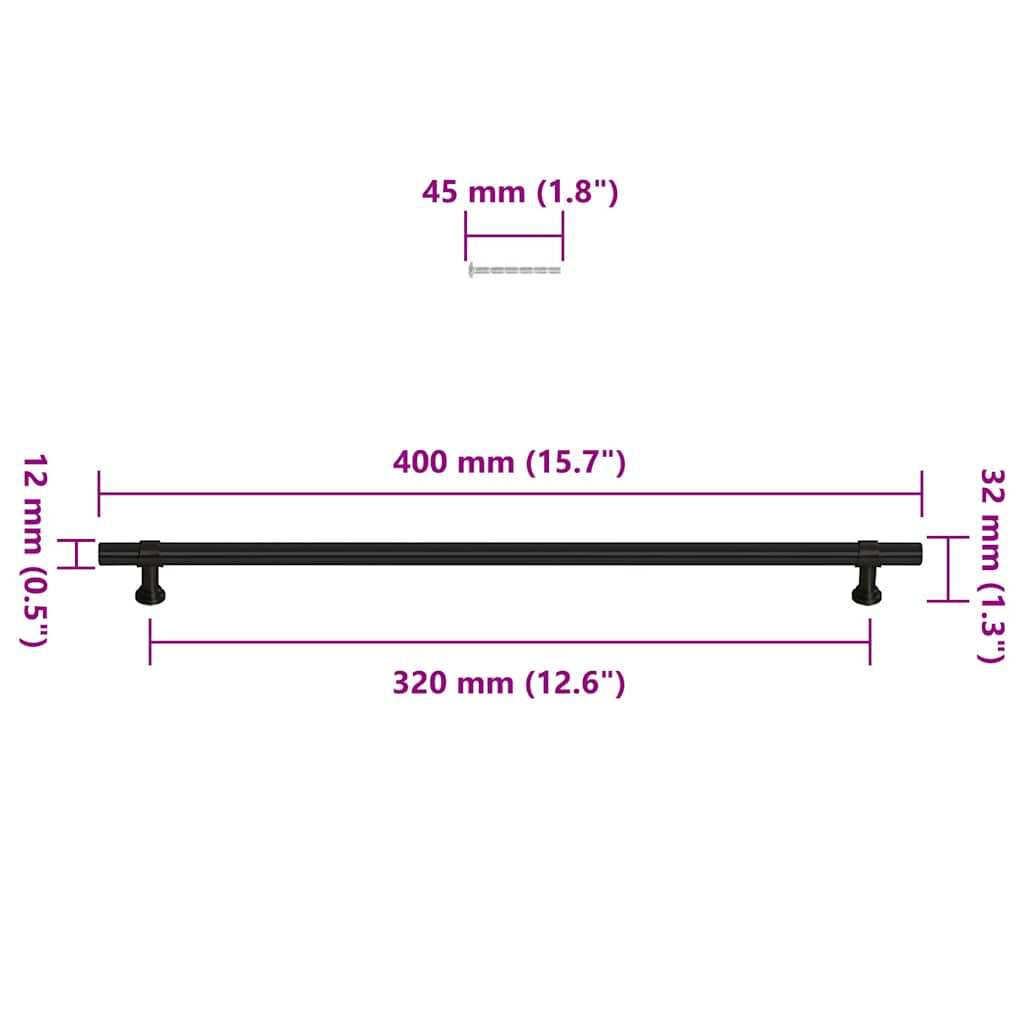 Λαβές Ντουλαπιών 5 τεμ. Μαύρες 320 χιλ. από Ανοξείδωτο Ατσάλι - PAKOBAZAAR