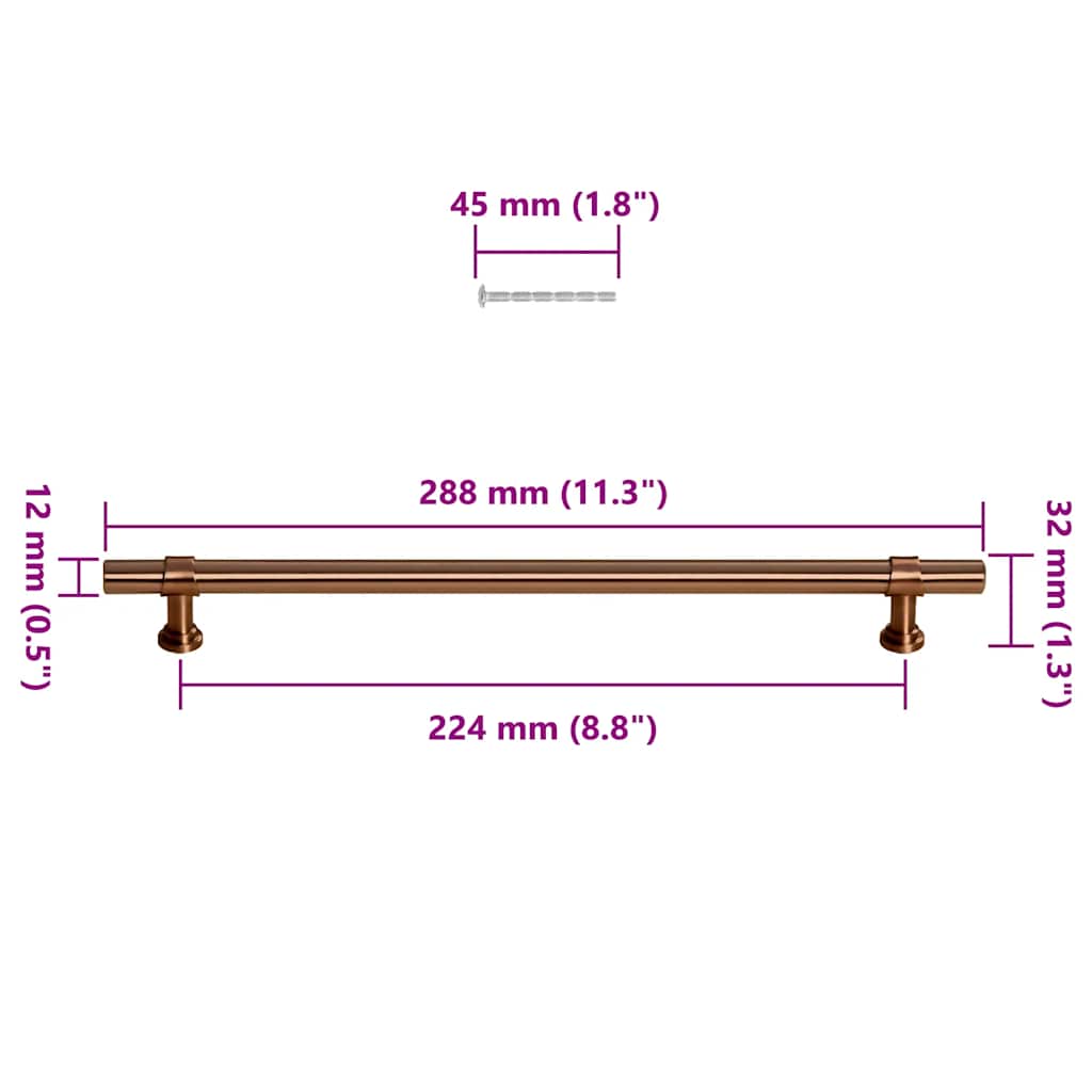Λαβές Ντουλαπιών 5 τεμ. Μπρονζέ 224 χιλ. από Ανοξείδωτο Ατσάλι - PAKOBAZAAR
