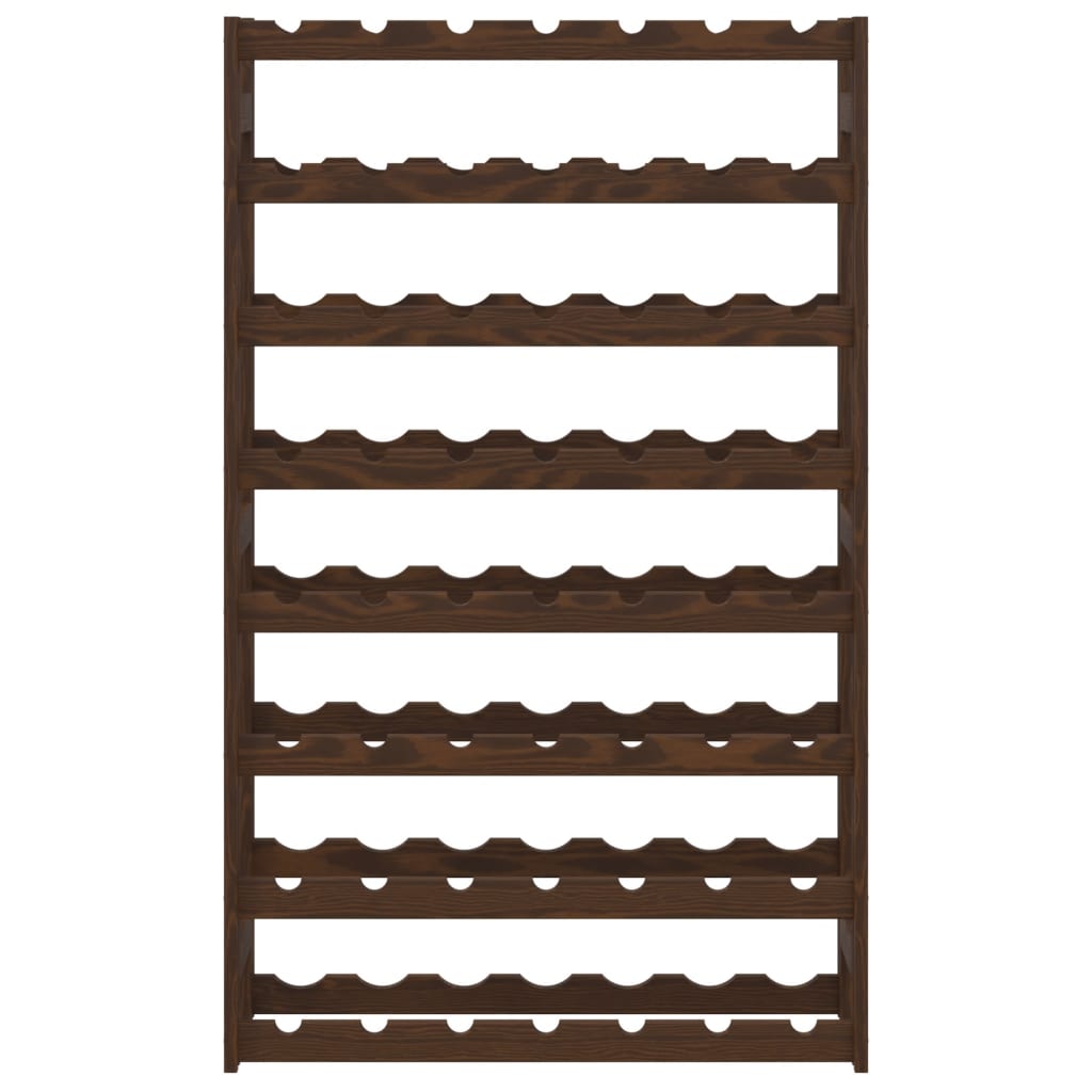 Ραφιέρα Κρασιών για 56 Μπουκάλια Καφέ από Μασίφ Ξύλο Πεύκου - Pakobazaar