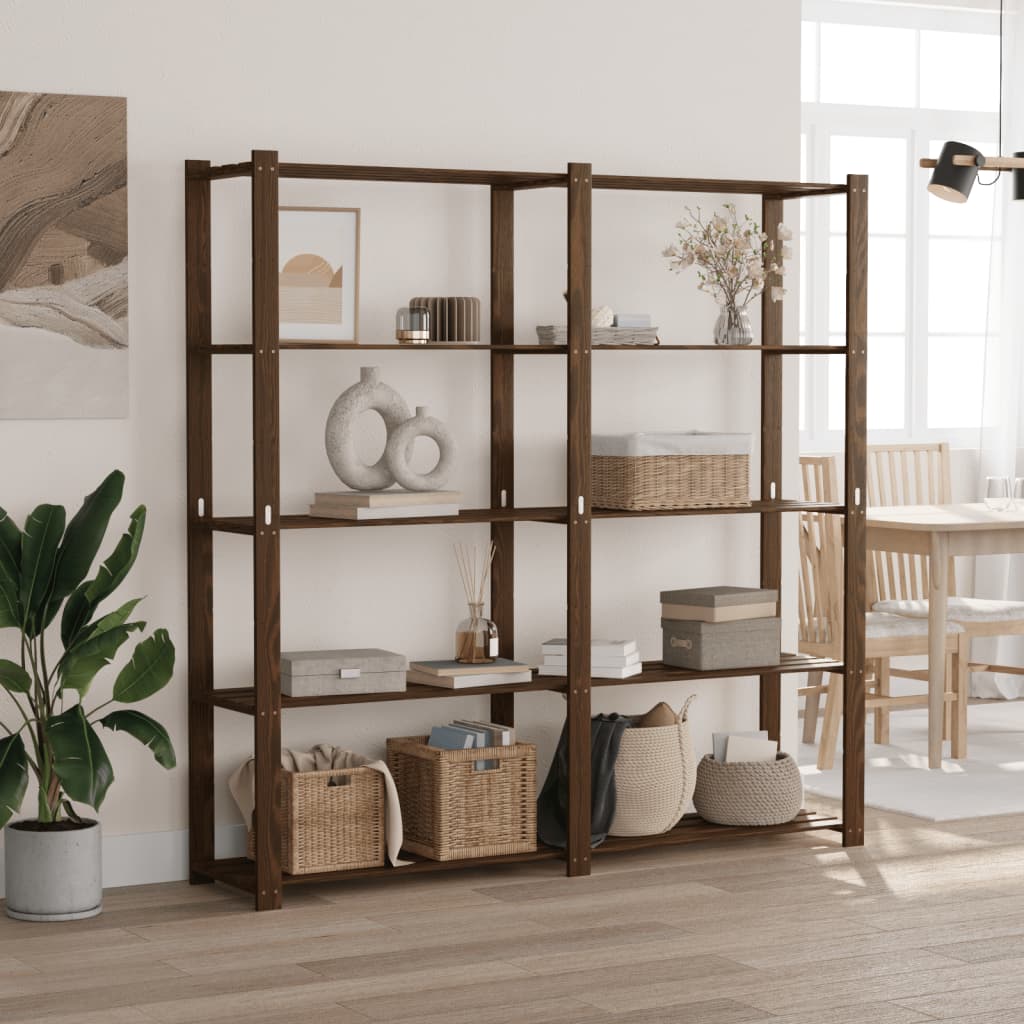 Ραφιέρα με 5 Ράφια Καφέ 170 x 38 x 170 εκ. Μασίφ Ξύλο Πεύκου