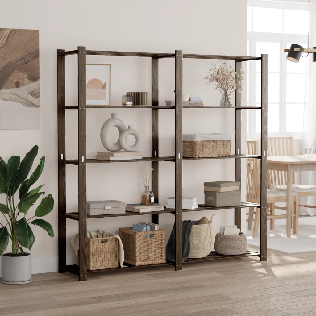 Ραφιέρα με 5 Ράφια Μαύρο 170 x 38 x 170 εκ. Μασίφ Ξύλο Πεύκου