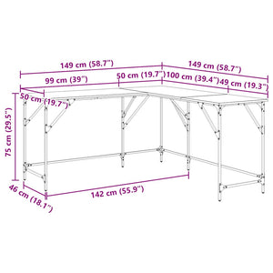 Γραφείο Καπνιστή Δρυς 149x149x75 εκ. από Επεξεργασμένο Ξύλο - Pakobazaar