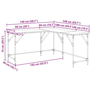 Γραφείο Καφέ Δρυς 149x149x75 εκ. από Επεξεργασμένο Ξύλο - Pakobazaar