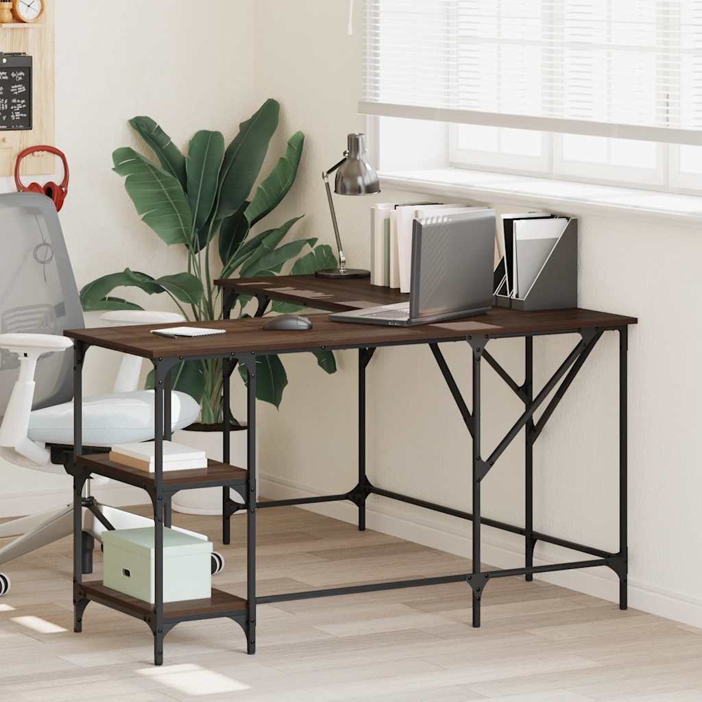 Γραφείο Καφέ Δρυς 139x139x75 εκ. από Επεξεργασμένο Ξύλο - Pakobazaar