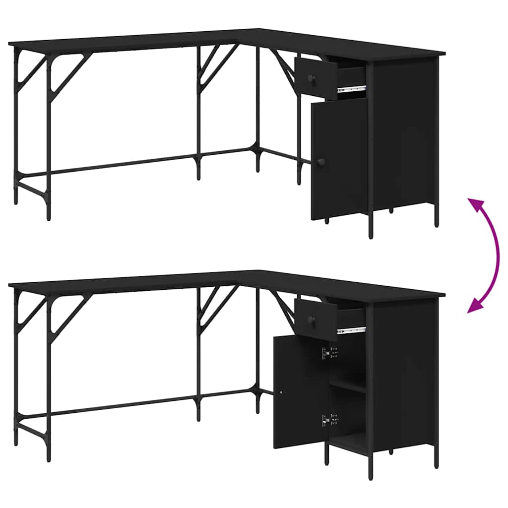 Γραφείο Μαύρο 141 x 141 x 75 εκ. από Επεξεργασμένο Ξύλο