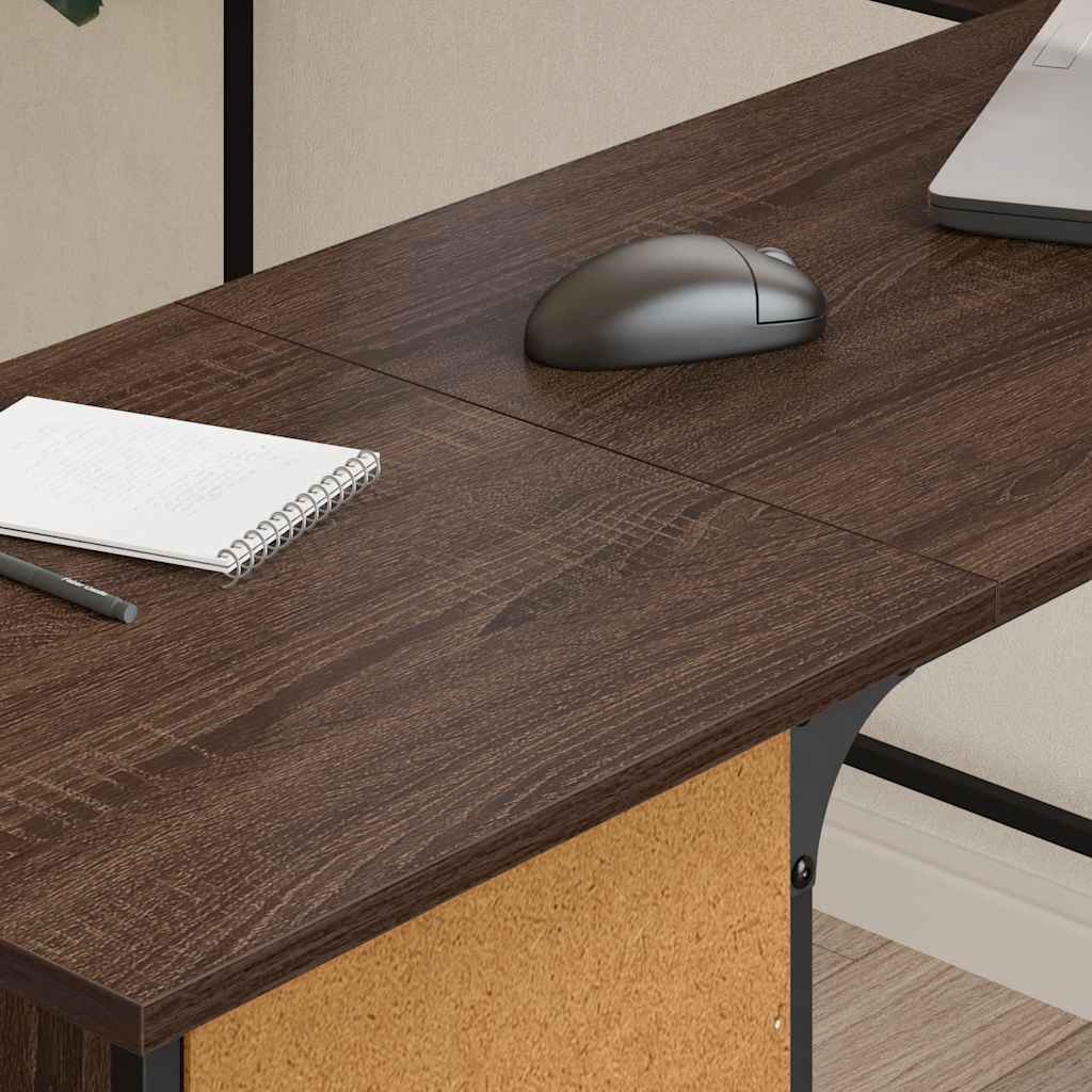 Γραφείο Καφέ Δρυς 141x141x75 εκ. από Επεξεργασμένο Ξύλο