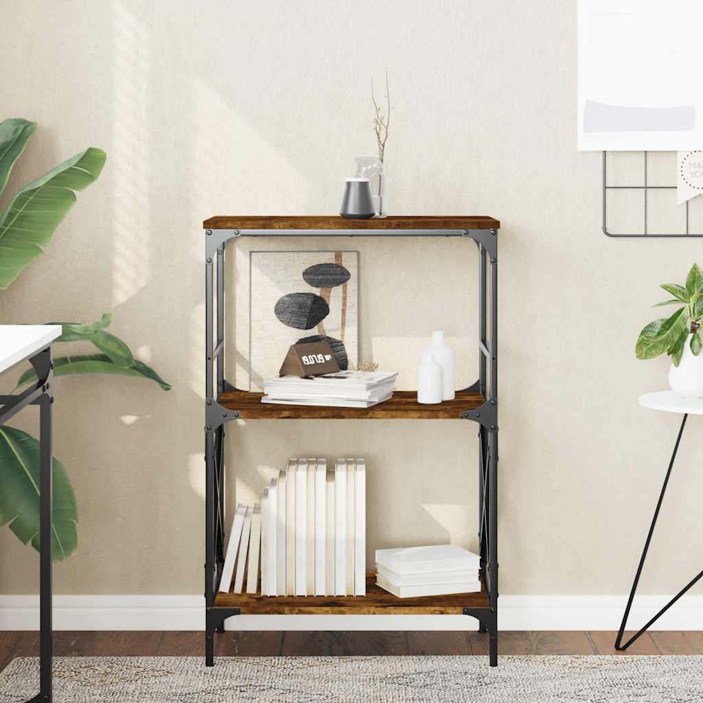 Βιβλιοθήκη 3 Επιπέδων Καπνιστή Δρυς 59x35x90,5 εκ Επεξεργ. Ξύλο - Pakobazaar