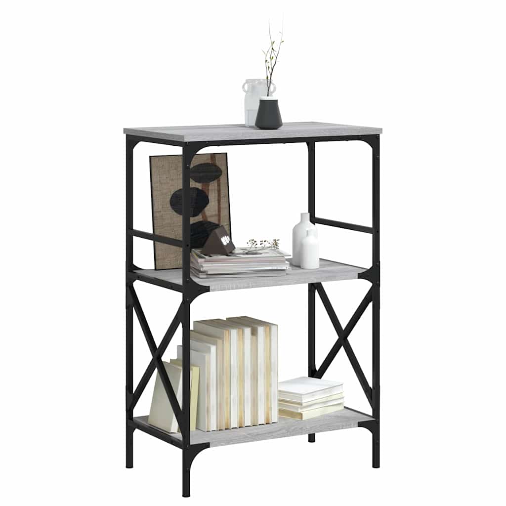 Βιβλιοθήκη 3 Επιπέδων Γκρι Sonoma 59x35x90,5 εκ. Επεξεργ. Ξύλο