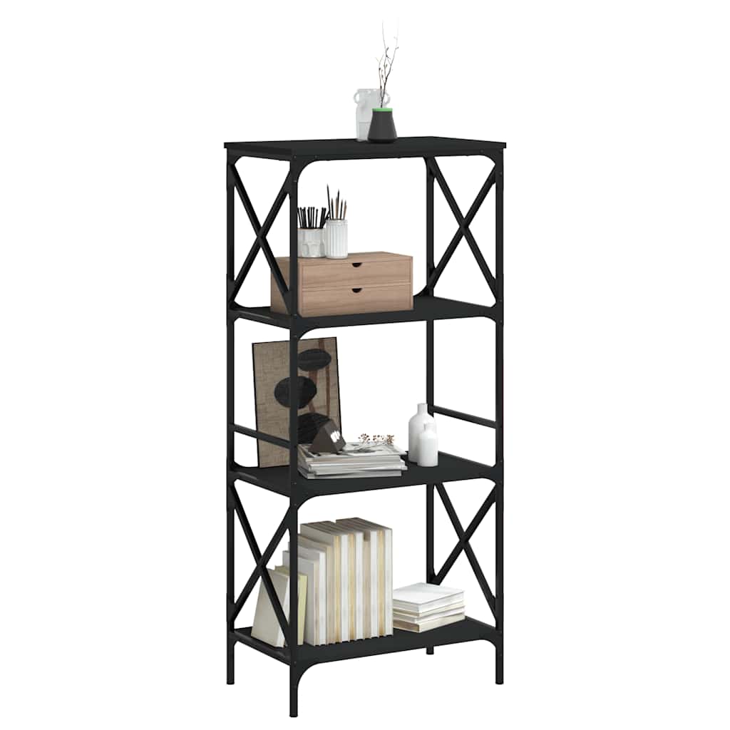 Βιβλιοθήκη 4 Επιπέδων Μαύρη 59x35x132 εκ. Επεξεργασμένο Ξύλο