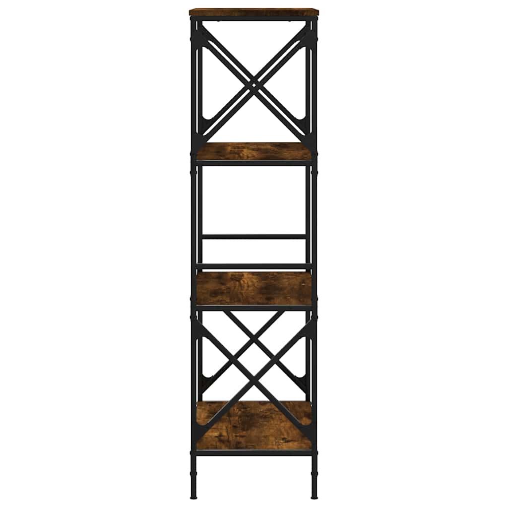 Βιβλιοθήκη 4 Επιπέδων Καπνιστή Δρυς 59x35x132 εκ. Επεξεργ. Ξύλο