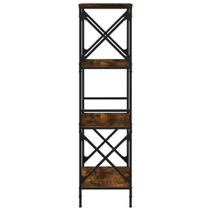 Βιβλιοθήκη 4 Επιπέδων Καπνιστή Δρυς 59x35x132 εκ. Επεξεργ. Ξύλο