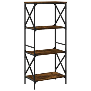 Βιβλιοθήκη 4 Επιπέδων Καπνιστή Δρυς 59x35x132 εκ. Επεξεργ. Ξύλο