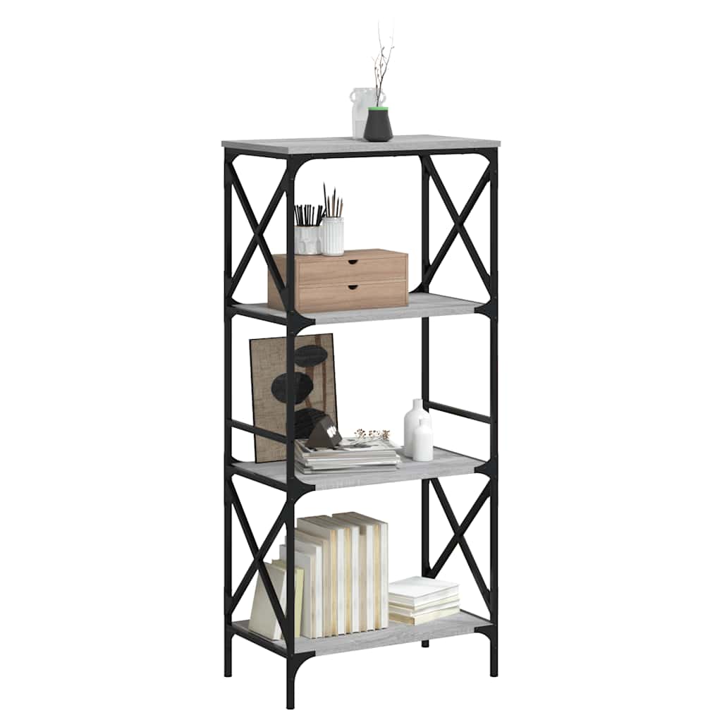 Βιβλιοθήκη 4 Επιπέδων Γκρι Sonoma 59x35x132 εκ. Επεξεργ. Ξύλο