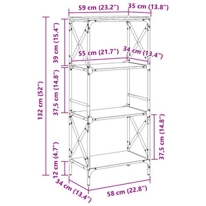 Βιβλιοθήκη 4 Επιπέδων Γκρι Sonoma 59x35x132 εκ. Επεξεργ. Ξύλο