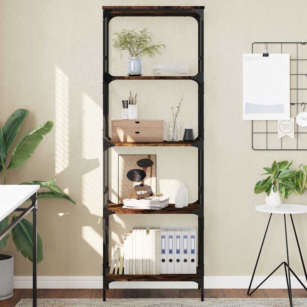 Βιβλιοθήκη 5 Επιπέδων Καπνιστή Δρυς 59x35x171 εκ. Επεξεργ. Ξύλο - Pakobazaar