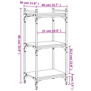 Βιβλιοθήκη 3 Επιπέδων Καφέ Δρυς 40 x 30 x 86 εκ. Επεξεργ. Ξύλο - Pakobazaar