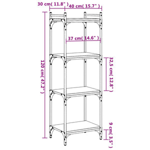 Βιβλιοθήκη 4 Επιπέδων Μαύρη 40 x 30 x 120 εκ. από Επεξεργ. Ξύλο - Pakobazaar